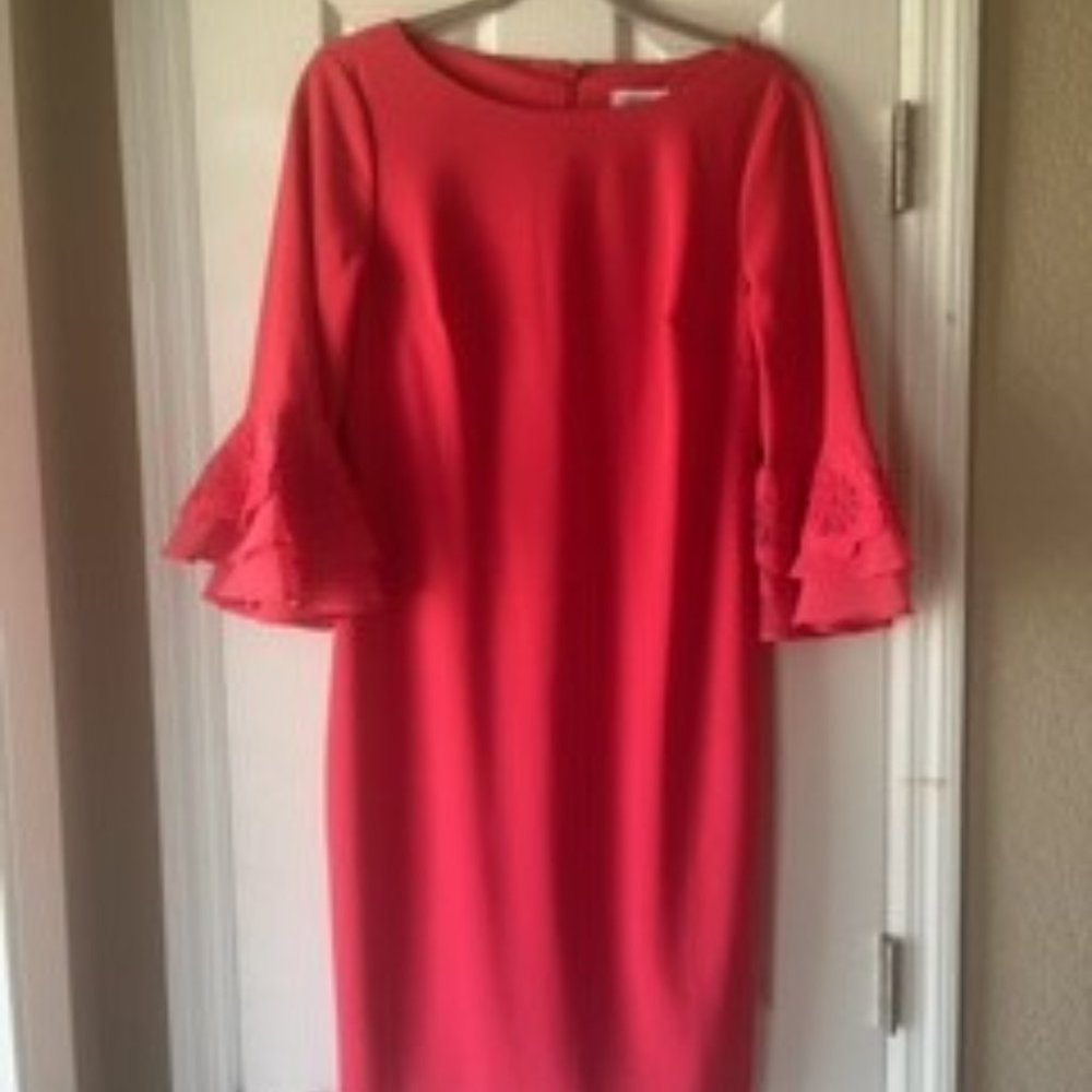 Calvin Klein Women's size 10 Watermelon Colored Dress - Gently Used